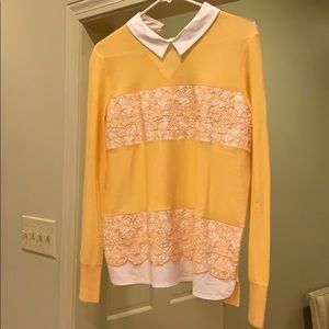 Tory Burch yellow sweater with Peter Pan collar